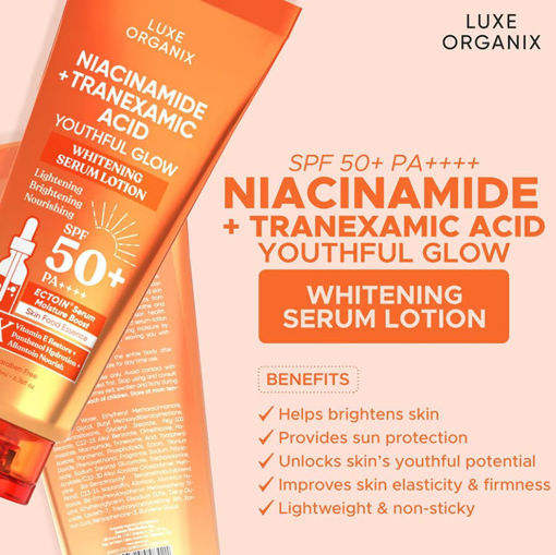 Picture of LUXE ORGANIX NIACINAMIDE + TRANEXAMIC ACID SPF50+ LOTION