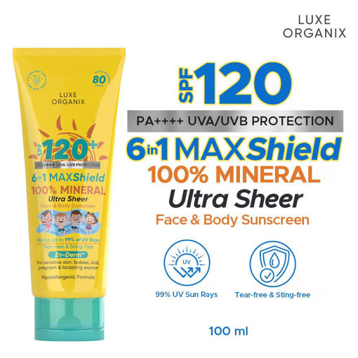 Picture of LUXE ORGANIX 6IN1 MAXSHIELD 100% MINERAL SUNSCREEN SPF 120
