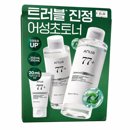 Picture of Anua Heartleaf 77 Hyaluron Soothing Toner 350ml + 350ml + Cream Set